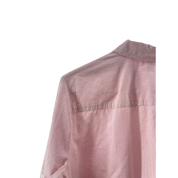 Croft & Barrow Pink Striped Embroidered Button Down Shirt Women's Size Large - Picture 7 of 9
